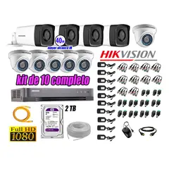 HIKVISION - Kit Cámara de Seguridad Kit 10 Full HD 1080P 2TB + Cámara de Seguridad Exterior IT3F KIT10-FHD