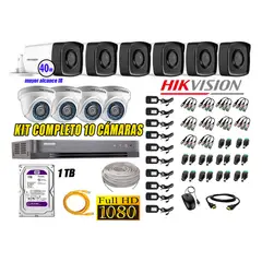 HIKVISION - Kit Cámara de Seguridad Kit 10 Full HD 1080P 1TB + Cámara de Seguridad Exterior IT3F KIT10-FHD