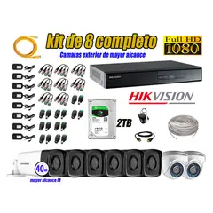 HIKVISION - Kit Cámara de Seguridad Kit 8 Full HD 1080P 2TB + Cámara de Seguridad Exterior IT3F KIT08-FHD-D090