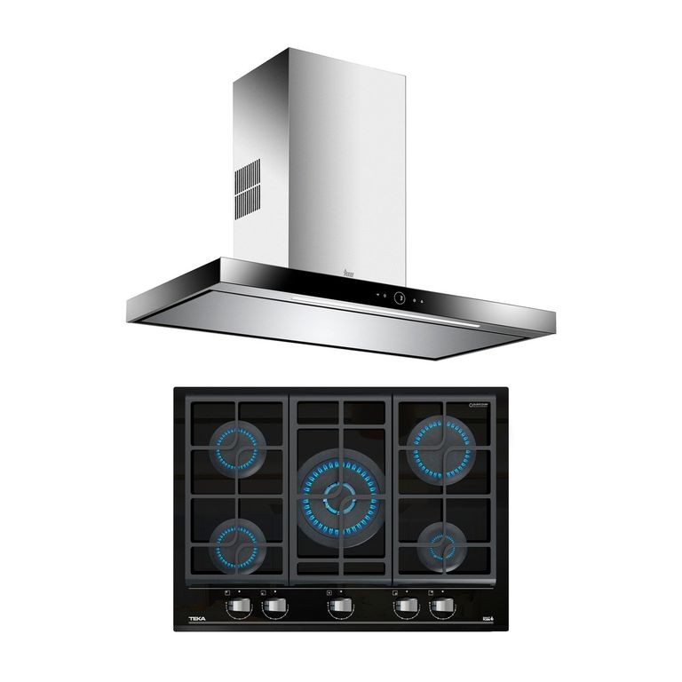Combo Campana Decorativa + Cocina Empotrable 05 Hornillas