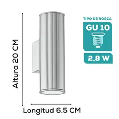 EGLO - Lámpara Aplique Riga Acero Inoxidable Gu10-Led 2x3w