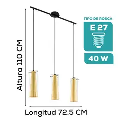 EGLO - Luminaria Colgante Pinto Gold E27 3x60w L725 B110 H1100