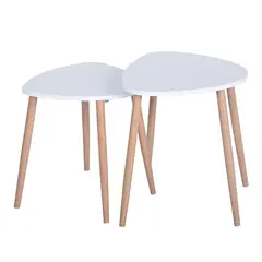 JUST HOME COLLECTION - Set 2 Mesas Auxiliares Blanco 50x42x48cm