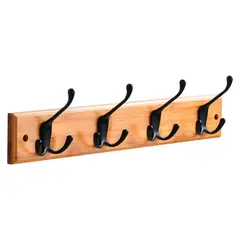 JUST HOME COLLECTION - Perchero de Pared 4 Ganchos Triple Bambú