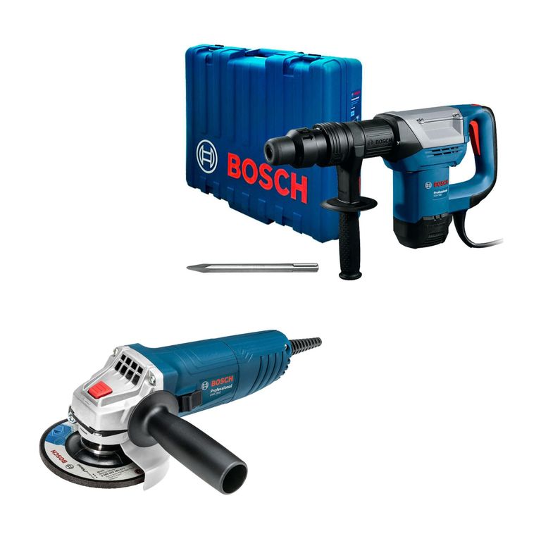 Amoladora angular GWS 850 - 850W + Martillo demoledor GSH 500-1100W + Maletín plástico