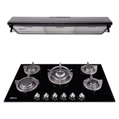 KLIMATIC - Combo Cocina Empotrable 5 Hornillas Gina X + Campana Lineal 90cm CK902NE