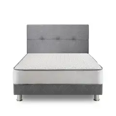 FORLI - Cama Americana Elegant 2 Plazas + Colchón + Cabecera Alicia + Almohada + Protector