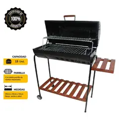 MR GRILL - Parrilla Cilíndrica 40x90x85 cm Deluxe con Tapa + Mesa Lateral