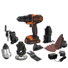 BLACK+DECKER - Taladro Atornillador Inalámbrico 20V 6en1 Matrix MTX20K6A