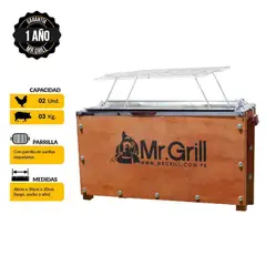 MR GRILL - Caja China Acero Galvanizado/ Madera 46X28 Cm
