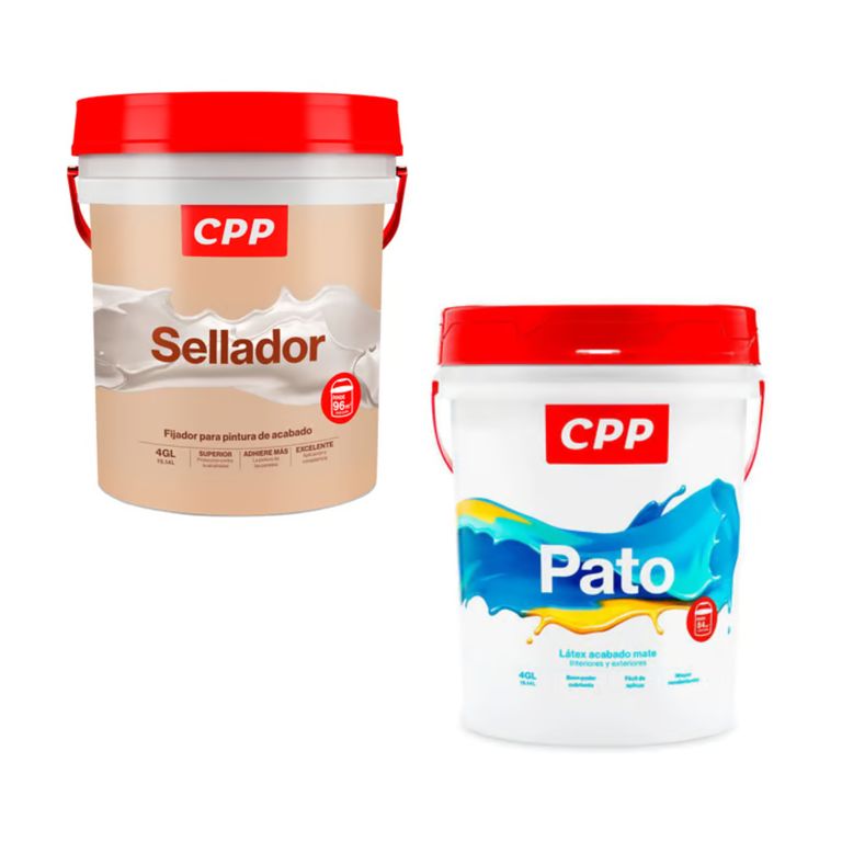 Sellador Blanco 4gl + Pintura Látex Pato Mate Blanco 4GL