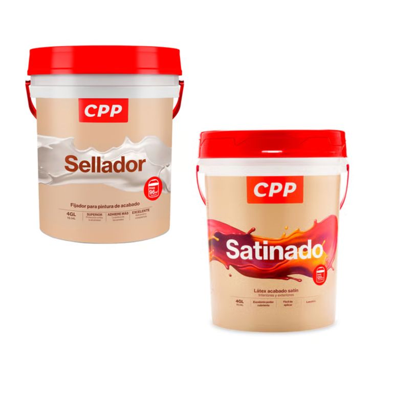 Sellador Blanco 4gl + Pintura Látex Satinado Blanco 4GL