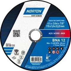 NORTON - Disco de Corte para acero Extrafino BNA12 41/2