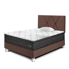 PARAISO - Dormitorio Pocket Star 1.5 Plazas Chocolate + Almohada + Protector