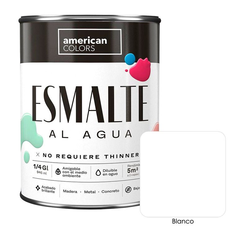 Pintura Esmalte al Agua Blanco 1/4GL