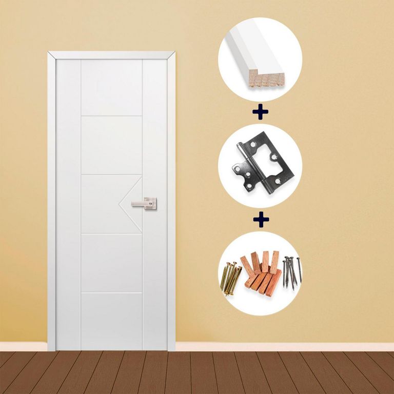 Combo Puerta Interior HDF Sahara (Marco + Bisagras + Kit de Instalación)