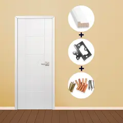 ARES - Puerta Interior Combo (Marco+Bisagras+Kit de Instalación) Sahara 75x207cm Blanco