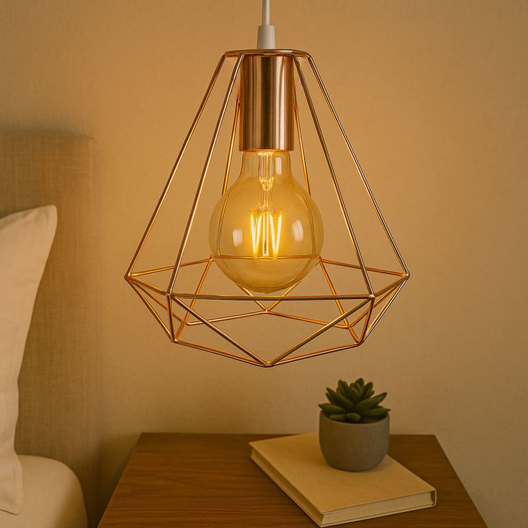 Lámpara Colgante de Techo 1 Luz Prisma Cobre