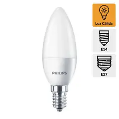 PHILIPS - Foco LED Vela 3.5W E14 E27 Luz Cálida