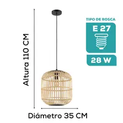 EGLO - Luminaria Colgante Bordesley E27 1x28w H1100 Ø350