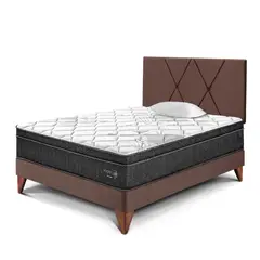 PARAISO - Dormitorio Europeo Paraíso Pocket Star 1.5 Plazas Chocolate + Colchón + Almohada + Protector