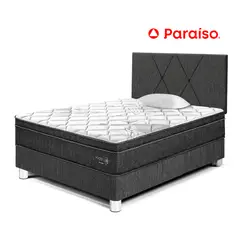 PARAISO - Dormitorio Paraíso Pocket Star 1.5 Plazas Charcoal + Colchón + Almohada + Protector