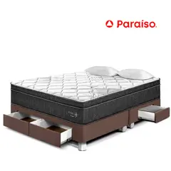 PARAISO - Cama con Cajones Pocket Star Queen + 2 Almohadas + Protector