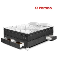 PARAISO - Cama con Cajones Pocket Star 2 Plazas + 2 Almohadas + Protector