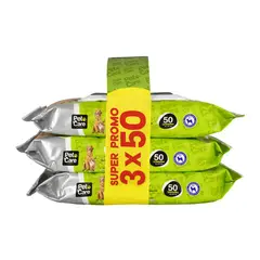 PET CARE - Toallitas Húmedas de Algodón para Perro Aroma Limón 3x50