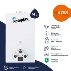 ROTOPLAS - Terma a Gas Flaming GLP 14 litros Tiro Natural