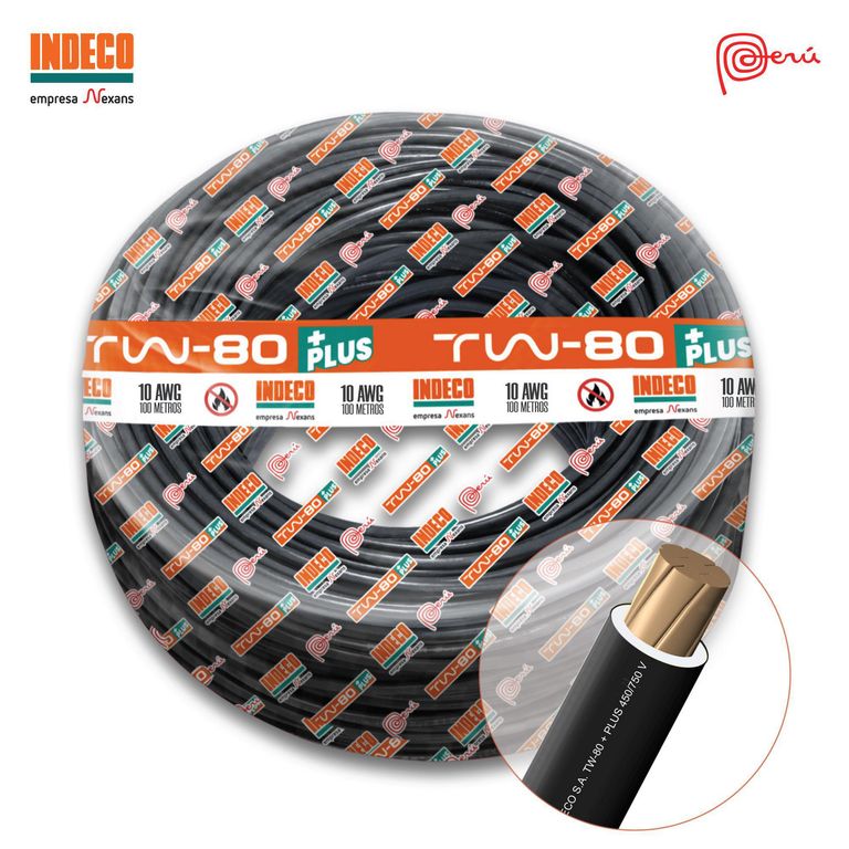 Cable TW-80 Plus 8 AWG 450/750V Negro 100 Metros