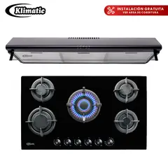 KLIMATIC - Combo Cocina Empotrable 5 Hornillas Gina X + Campana Lineal 90cm CK901NE