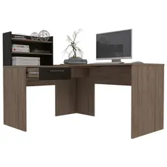 TUHOME - Escritorio en L Wengue Melamina Bilbao con Estante