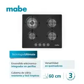 Mabe 4 Hornillas Gas Encimera Negro PM6045GV0
