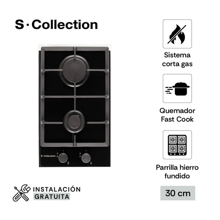 Encimera Empotrable A Gas 2 Hornillas S-Collection 3120SOLCO061
