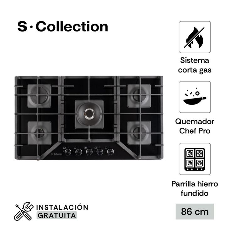 Encimera Empotrable A Gas 5 Hornillas S-Collection 3120SOLCO067