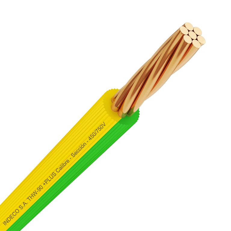 Cable THW-90 Plus 14 AWG 450/750V Amarillo/Verde 100 Metros
