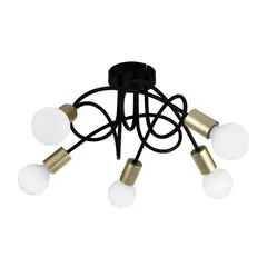 LIGHTECH - Lámpara Colgante Nudo Black & Gold E27x5 Metal Negro 40 W