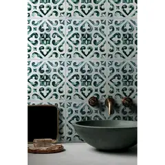 OLIVIA ATRANI - Azulejo Delta Verde/Blanco 15x15cm 0.54m2