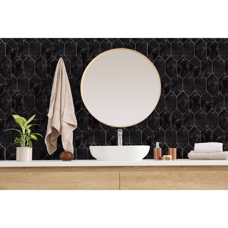 Decorado Diamon Marquina Negro 10x20cm