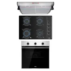 Tricombo Cocina Empotrable 4 Hornillas GBC 64003 + Campana Lineal 60cm C6310 + Horno a Gas 60 Lt HSB 740