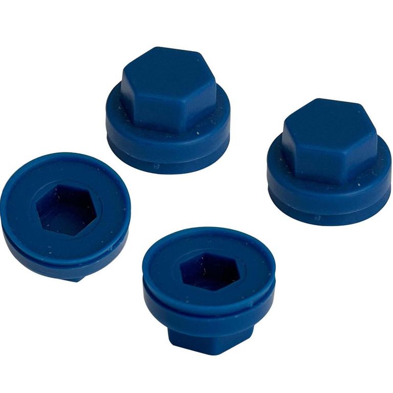 Gorro para Tornillo Hexagonal de HDPE 3/8 Azul 4 unid.