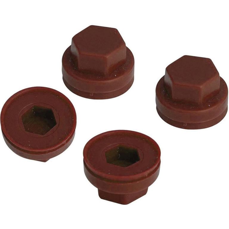 Gorro para Tornillo Hexagonal de HDPE 3/8 Rojo 4 unid.