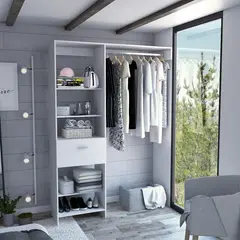 TUHOME - Ropero Blanco 1 Cajón Manchester