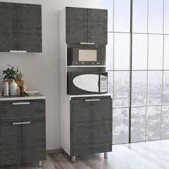 TUHOME - Mueble de Cocina para Microondas Blanco Rojo 62cm ancho