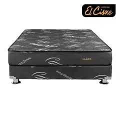 EL CISNE - Cama Pocket Black 2 Plazas + Colchón + 2 Almohadas