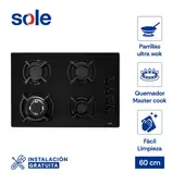 Sole 4 Hornillas Gas Encimera Negro [3120Solco047V2]