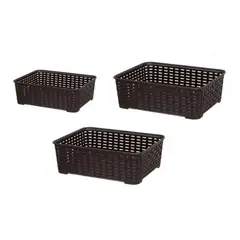 REYPLAST - Set x3 Canastillas Organizadoras Tavarua Marrón