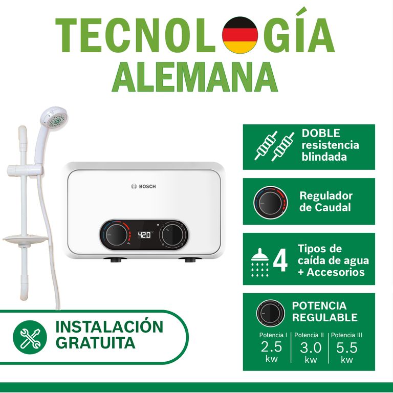 Rapiducha Eléctrica Premium Pro Panel LED 5500W con Accesorios