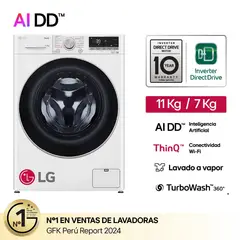 LG - Lavaseca WD11WVC3S6 11/7 Kg AI DD Carga Frontal Blanco